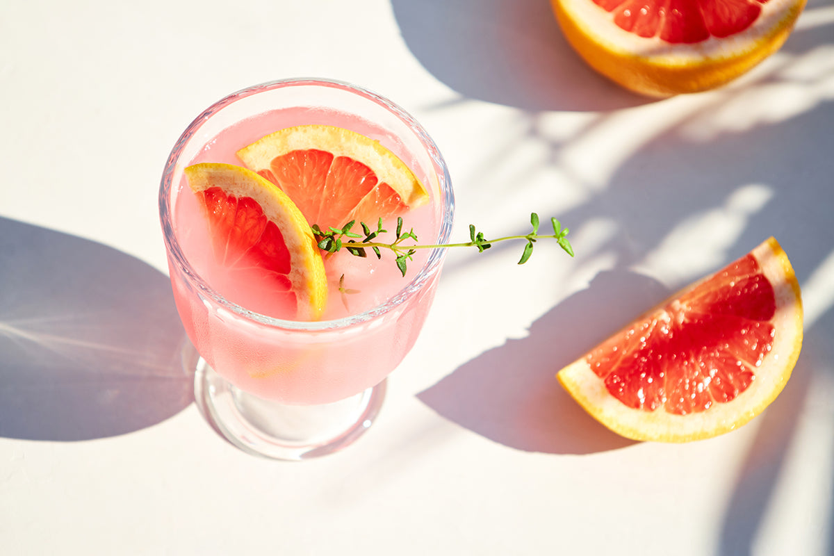 Top view of a Texas Rio red grapefruit cocktail