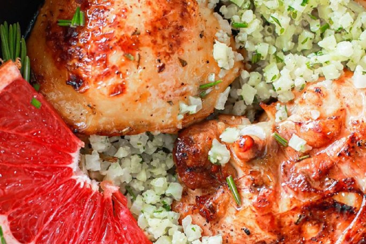 Grapefruit and rosemary roasted chicken.
