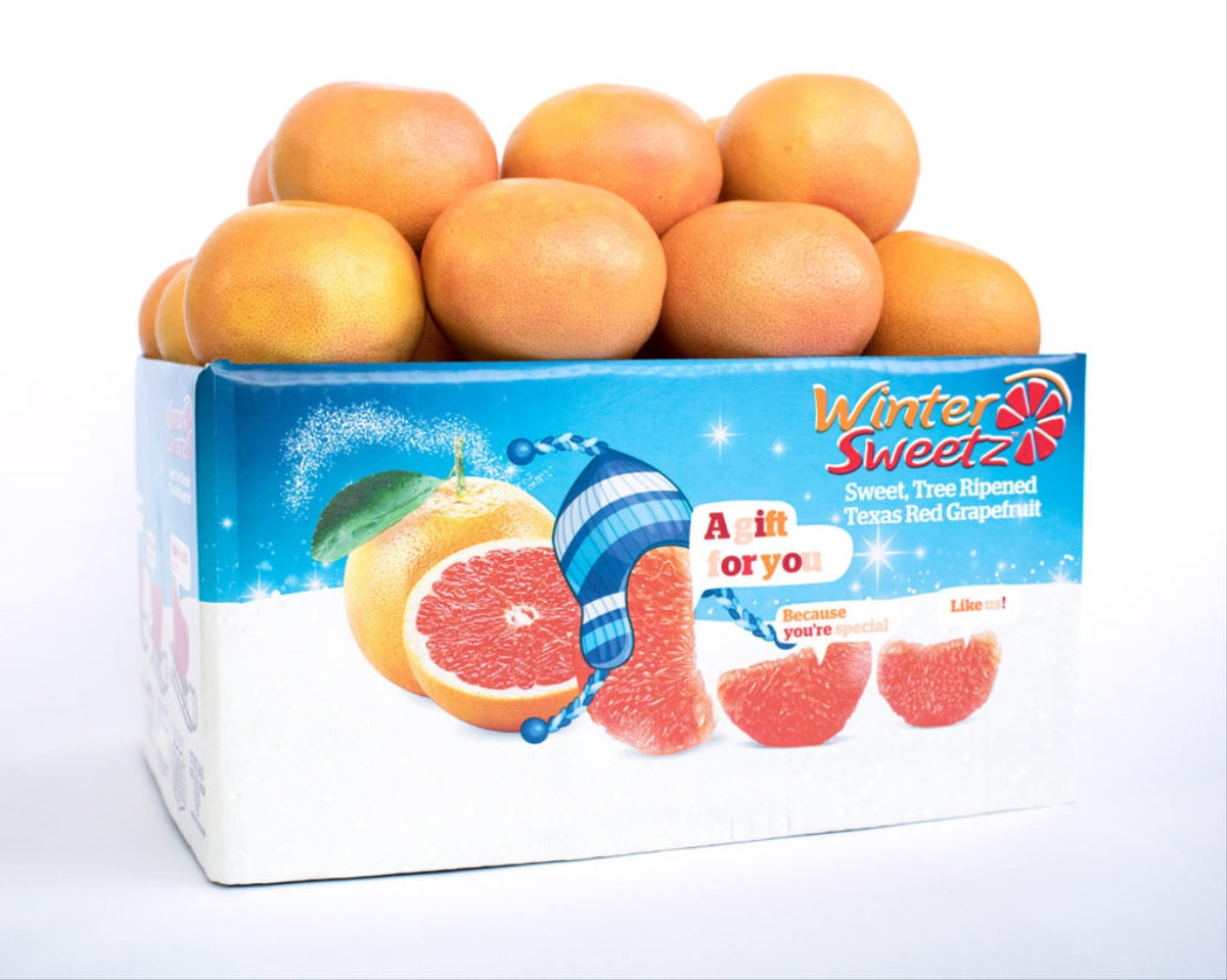 A box of Texas red grapefruit, the sweetest grapefruit on the market