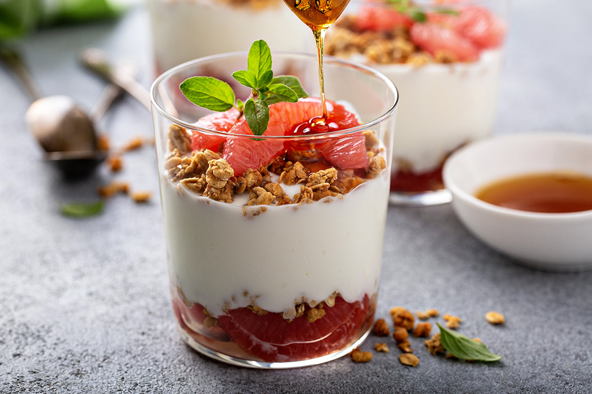 Grapefruit granola and yogurt parfait